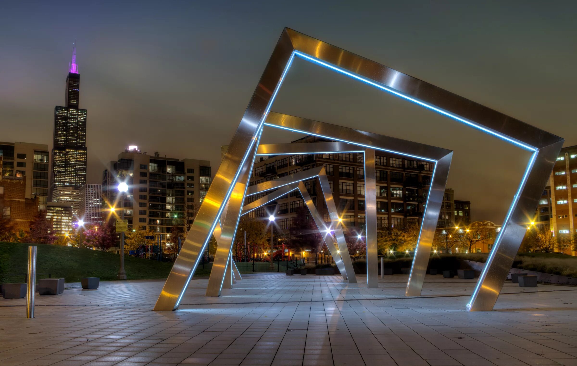 Светящееся здание. Mary Bartelme Park, Чикаго, Иллинойс, США. Mary Bartelme Park, Чикаго, Иллинойс, США план. Светодизайн общественные пространства. Пешеходный мост, Миллениум-парк, Чикаго,.