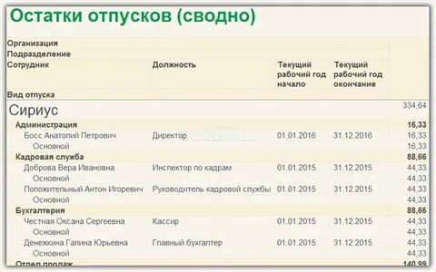 Отчет по отпускам в 1с 8.3 зуп