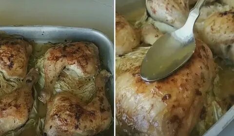 Стейк из капусты с курицей