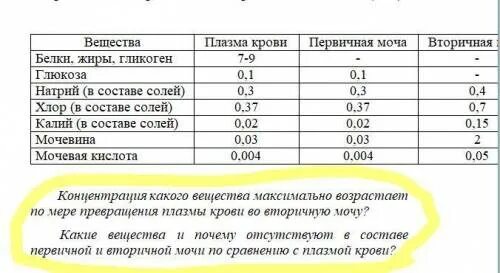 Первичная моча содержит белки. Сравнение плазмы крови первичной и вторичной мочи. Состав плазмы первичной и вторичной мочи таблица. Состав плазмы крови первичной и вторичной мочи. Плазма крови первичная и вторичная моча.