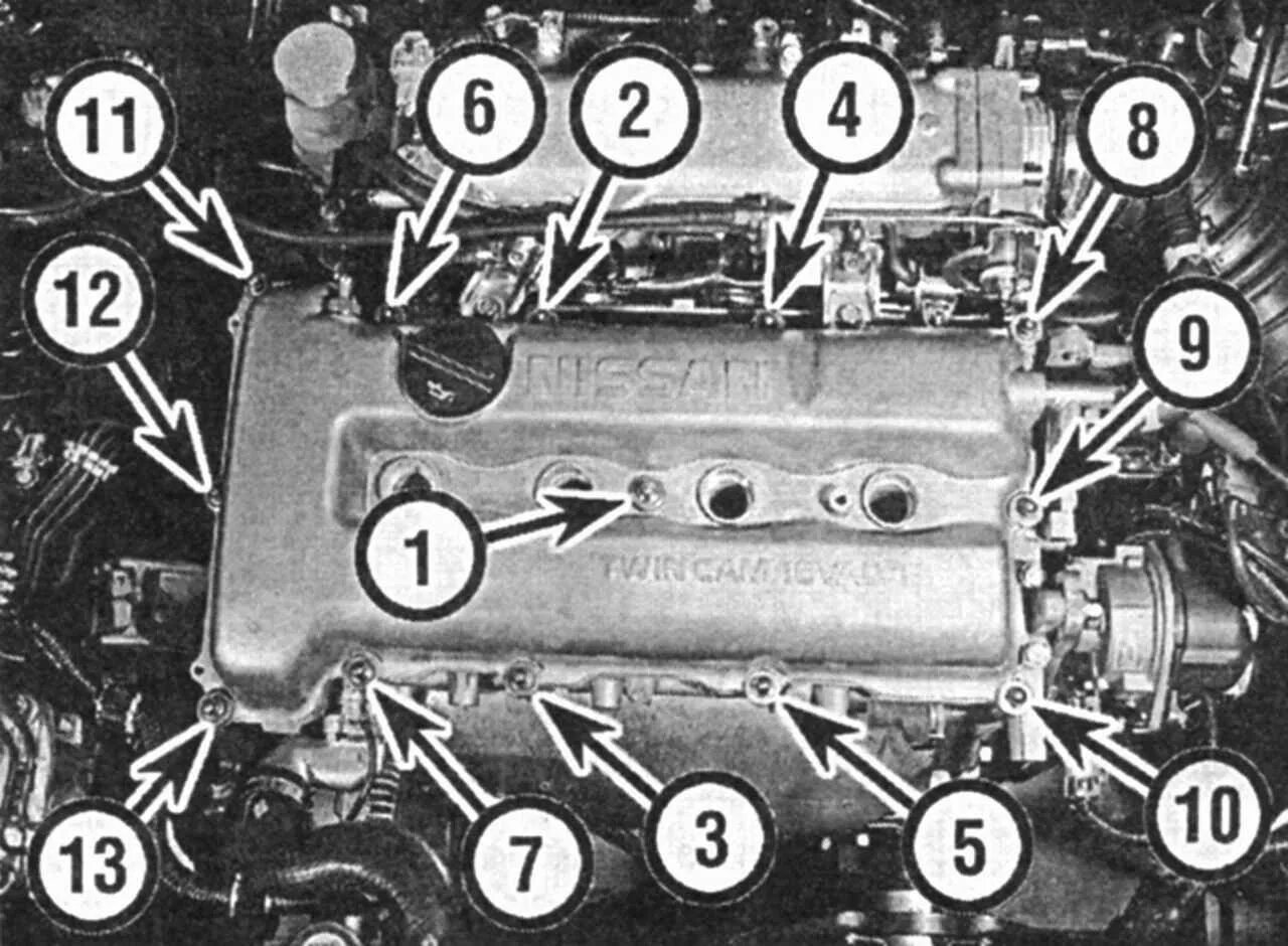 Nissan maxima a33 порядок затяжки клапанной крышки Cylinder head cover removal and installation (Nissan Sunny 7 B13, 1990-1998) -