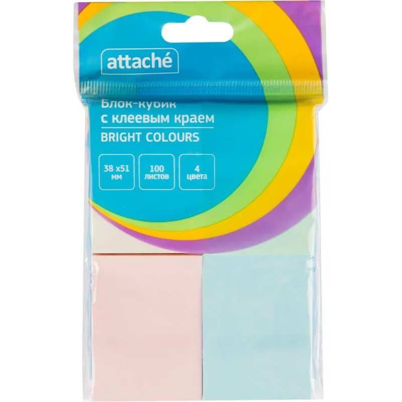 Attache бумага для заметок с клеевым краем 51*51. Стикеры attache с клеев. Клейкие закладки attache пластиковые 5 цветов по 20 листов 12х45 мм. Блок-кубик 76х76мм 400л/уп (154924). Блок самоклеящийся 76х76 мм 100 л цветные (1/24 шт.