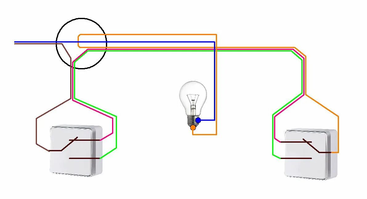 Нестандартное подключение. Схема подключения 1 лампы и двух выключателей. Схема подключения выключателя света на 2 лампочки. Схема подключения 2 переключателей и 1 лампы. Схема подключения 2 лампочек и двух выключателей.