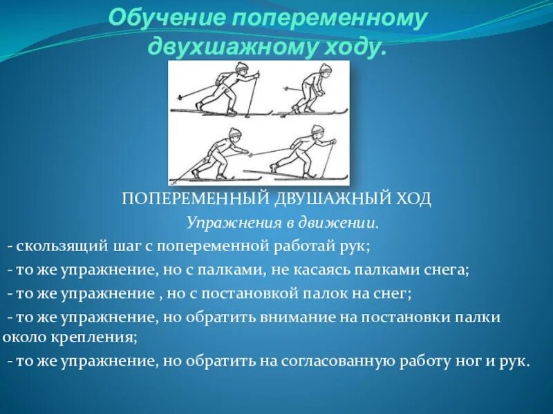 Обучение попеременному двухшажному ходу. Техника переменной двухшажный ход. Техника выполнения попеременного двухшажного хода. Попеременный двухшажный ход техника. Попеременный двухшажный и одновременный двухшажный ходы.