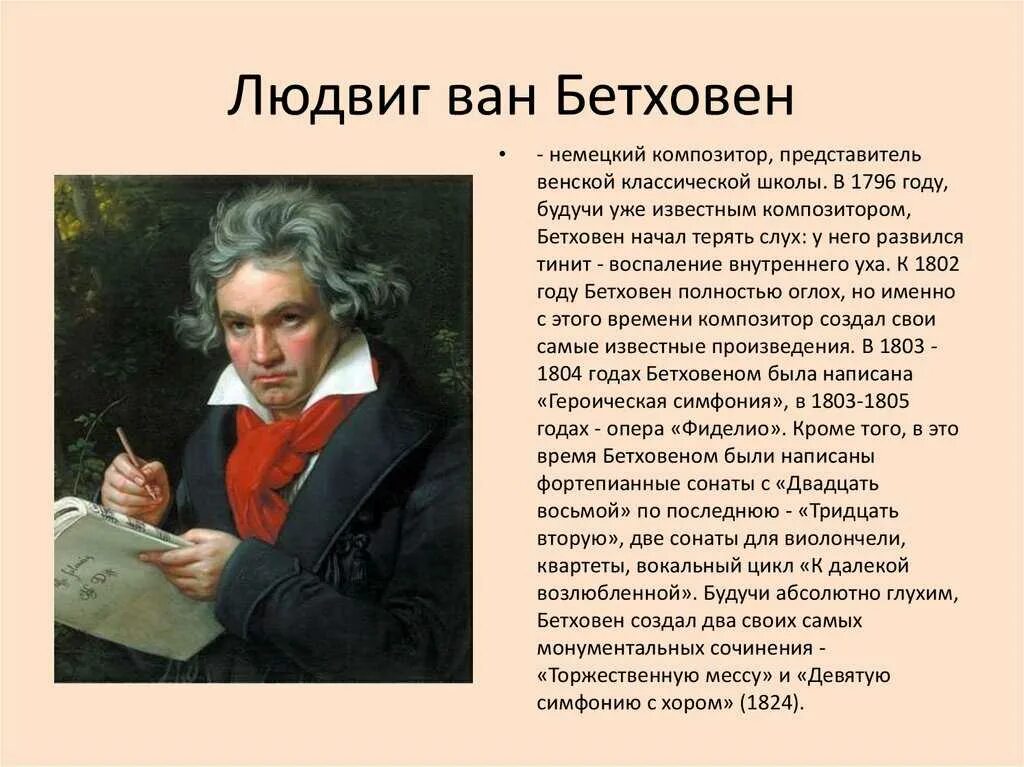 Биография бетховена кратко 5 класс. Доклад о л Бетховене.