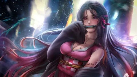 Download Realistic Nezuko Rendering Demon Slayer Background | Wallpapers.co...