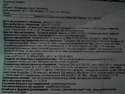 Угроза выкидыша карта