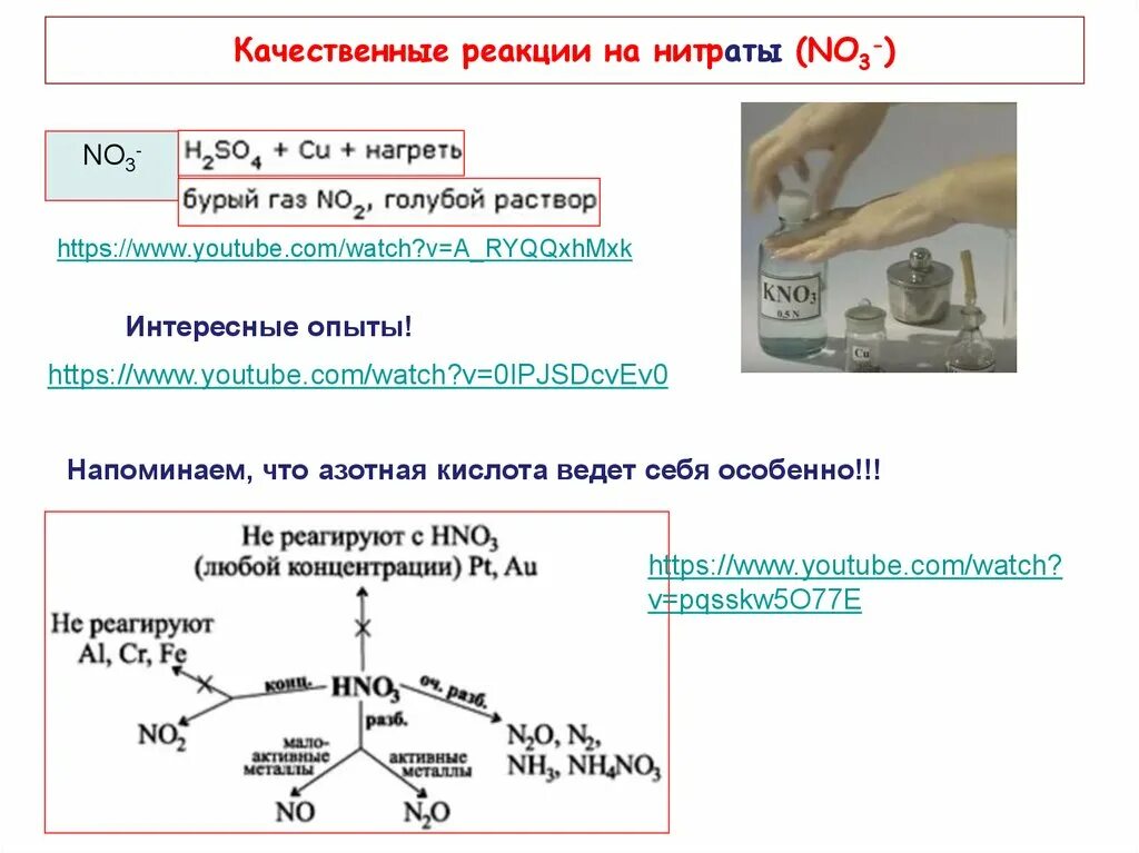 Качественные реакции на ионы no2. Качественная реакция на нитрат Иона. Качественная реакция на нитрат анион. Реакция на нитрат является