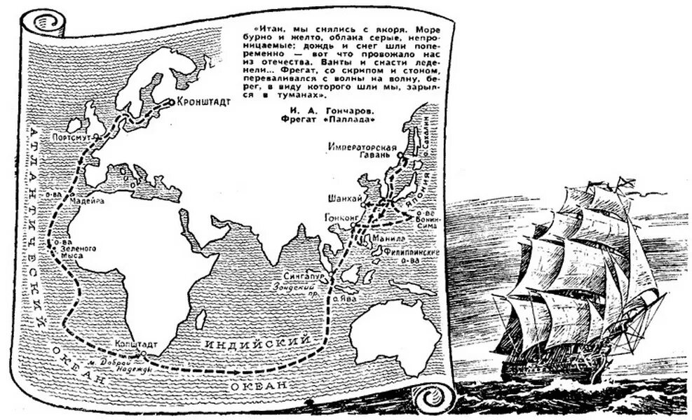 Карта фрегата. Фрегат Паллада Гончаров в кругосветном путешествии. Гончаров путешествие на фрегате Паллада. Путешествие Ивана Гончарова на фрегате Паллада.