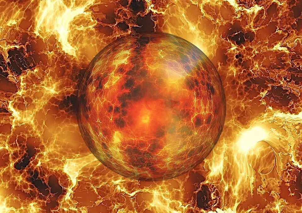 Огненный шар. Взрыв солнца. Огненная планета. Взрыв солнца. Огненная планета.