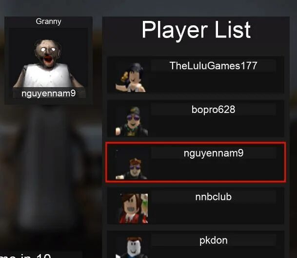 Player list. Roblox Player list.