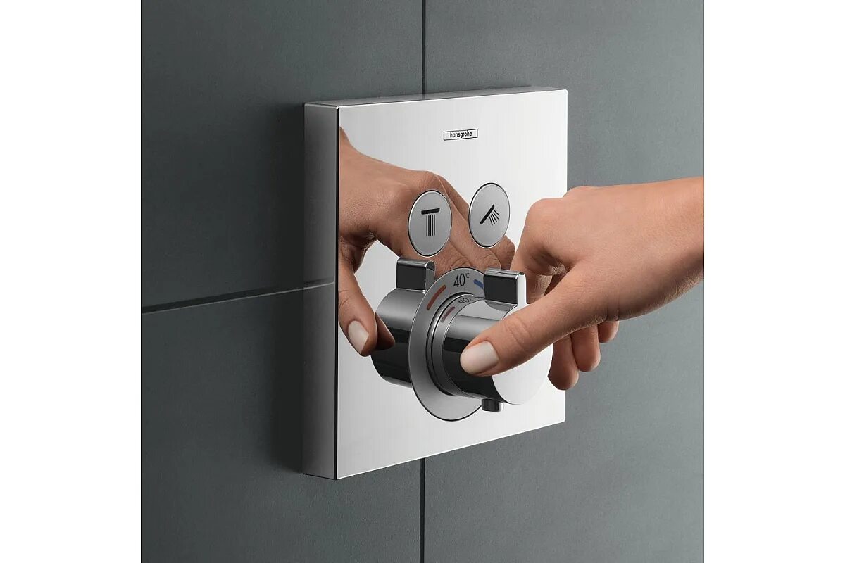 Hansgrohe ecostat select. Hansgrohe showerselect 15765000. Термостат для душа hansgrohe 15708000. Hansgrohe select термостат. Хансгрое смесители для душа термостатический.