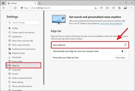Microsoft edge как убрать боковую панель