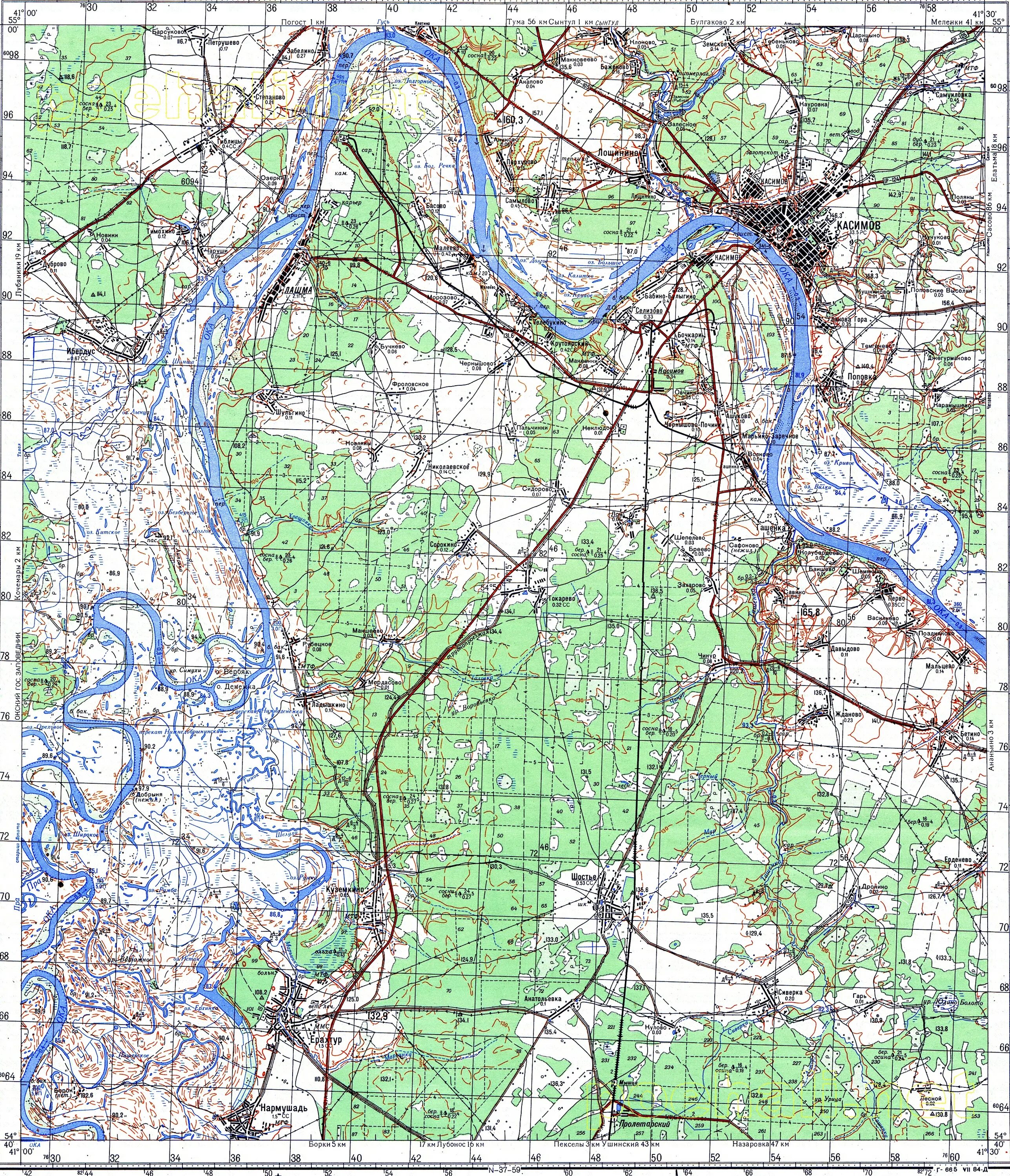 Карта касимовского района. Река Ока на карте Рязанской области. Карта глубин реки Ока Касимов. Карта глубин Оки Рязанской области Касимов. Сборник топографических карт СССР. N37-047. Касимов 81-84.