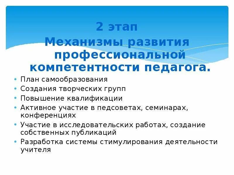 Условия для профессионального развития педагогических работников. Этапы формирования профессиональной компетентности педагога. Механизмы развития профессиональной компетентности педагога. Стадии формирования компетентности педагога. Этапов развития профессиональной компетентности педагога.