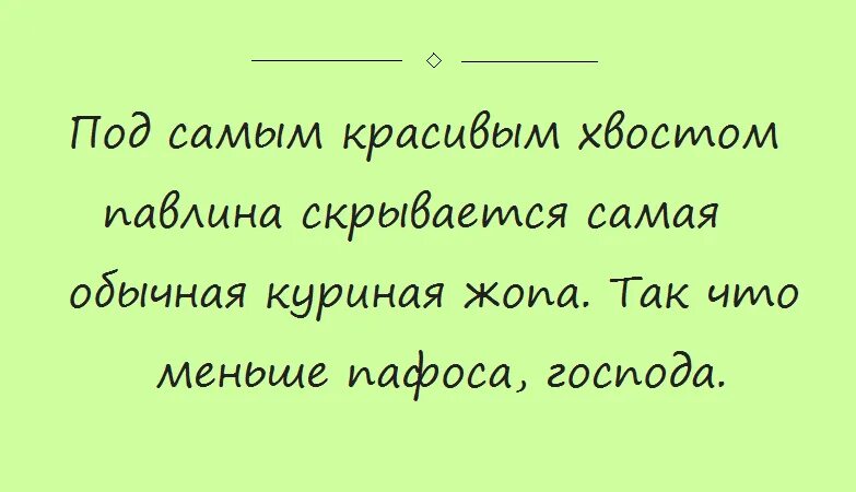 Под самым красивым хвостом. Избыток пафоса на словах