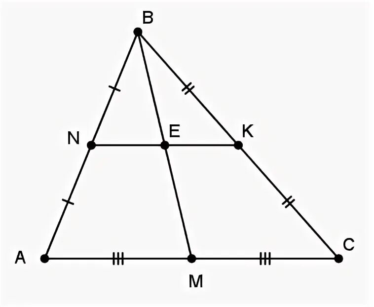Делит ли медиана треугольника пополам. Средняя линия медианой треугольника делится пополам. Медиана делит среднюю линию треугольника пополам. Средняя линия делит медиану пополам. Средняя линия треугольника делит одну из его медиан пополам.