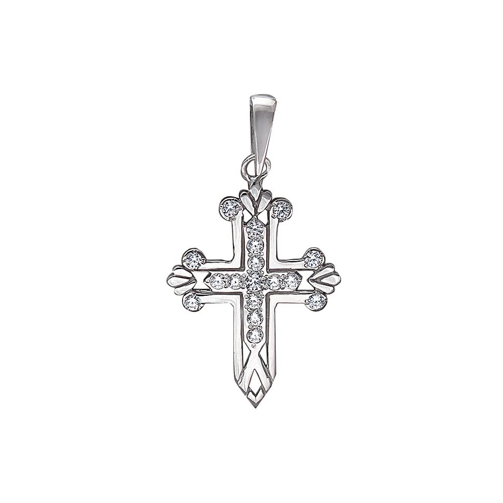 Распятие без креста на цепочке. Крест из серебра 925 пробы с цирконием артикул: 000270671. Нательный крест голгофа. Крестик из серебра без распятия. Крестик с иисусом.