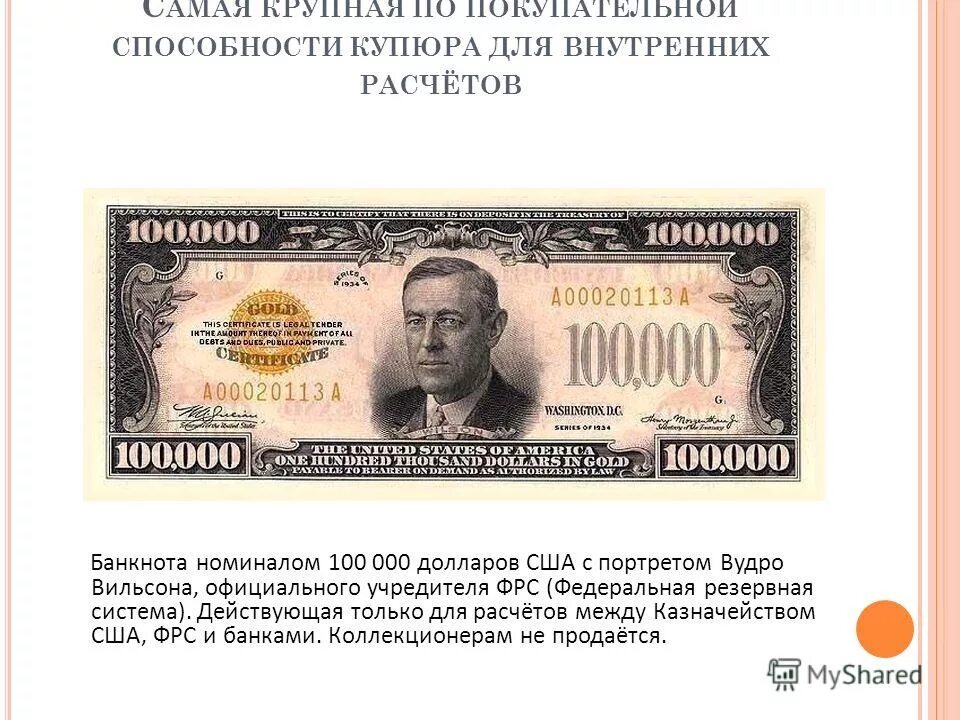 купюры сша.