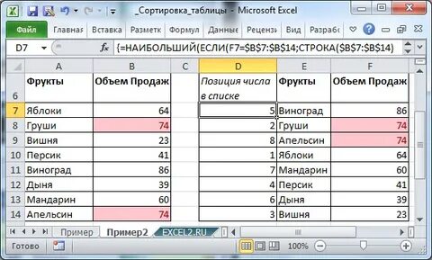 Как в эксель сделать сортировку по возрастанию