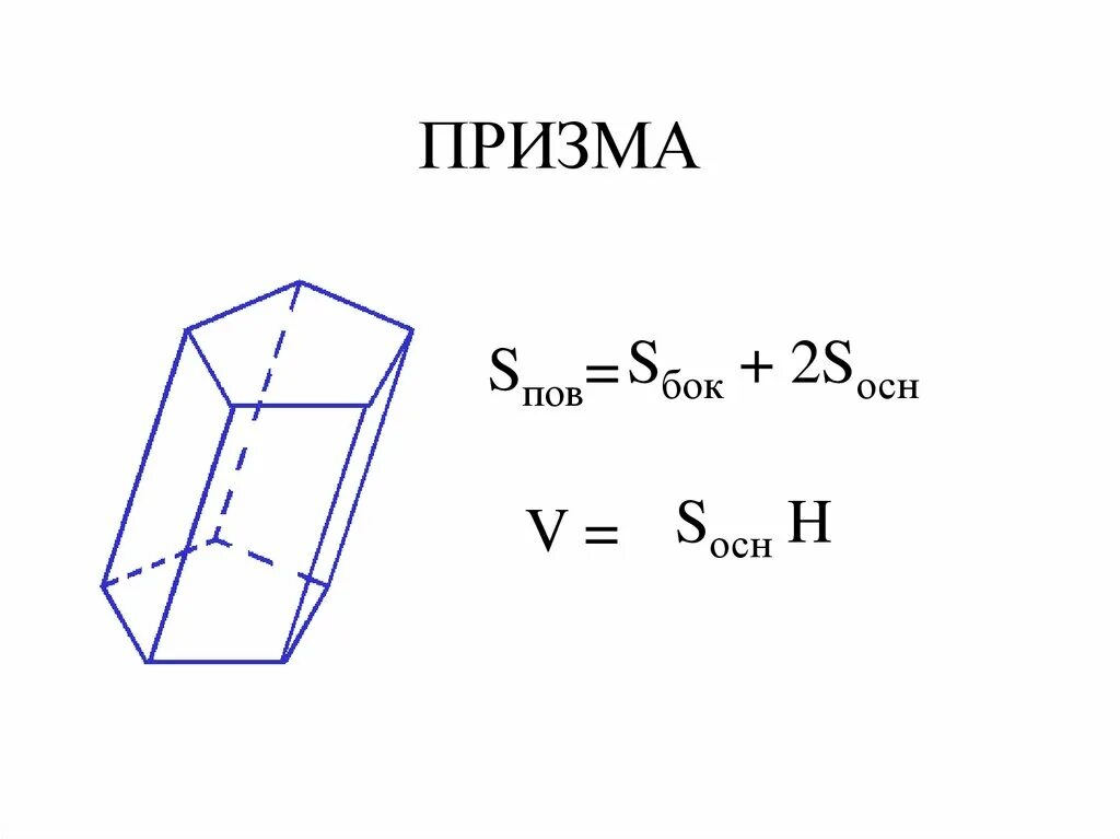 S боковой поверхности призмы. S бок Призмы. S осн Призмы. V Призмы.