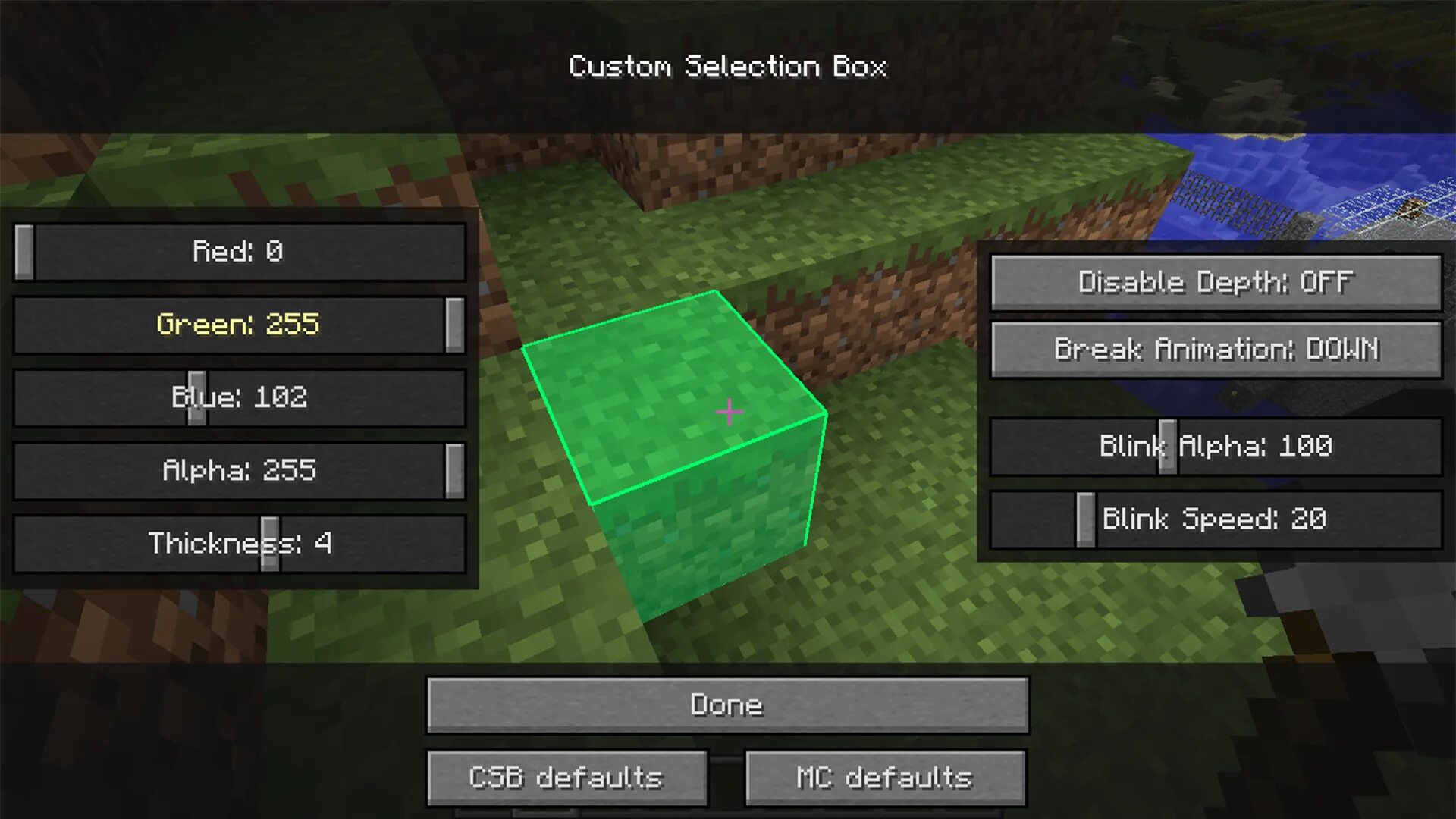 Selection box. Мод custom selection box в майнкрафт 1.16.5 forge. мод на настройки майнкрафт. мод майнкрафт кастом. настройки майнкрафта 1 блок.