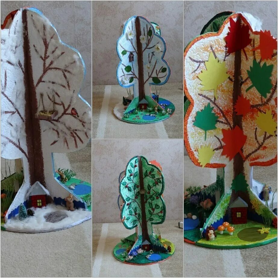 как сделать дерево времена. сезонное дерево для детского сада. поделка дерево. сезонное дерево для детского сада из фетра. как сделать дерево времена.