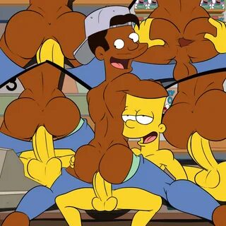 apu, iyumiblue, bart simpson, the simpsons, anal, ass, cap, dark-skinned ma...