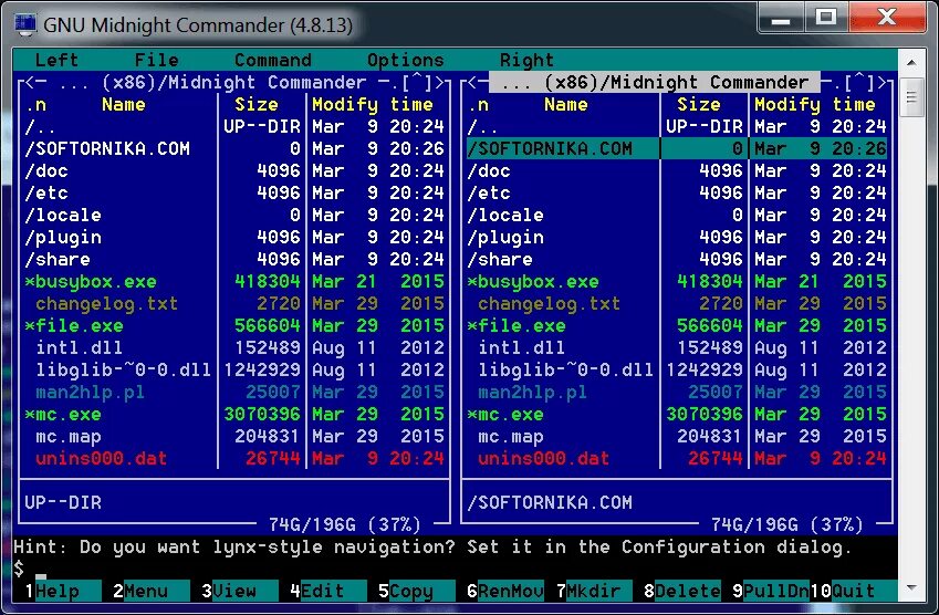 Файловые менеджер midnight. Midnight commander linux. Mc linux. Midnight commander терминал. Интерфейс midnight commander.