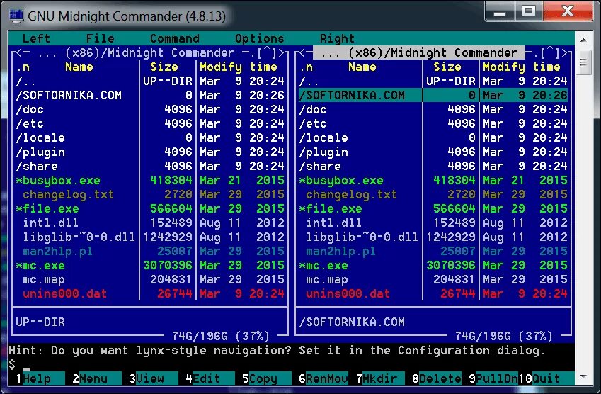 Как настроить миднайт. Интерфейс Midnight Commander. Миднайт командер для линукс. GNU Midnight Commander Windows. Midnight Commander последняя версия Windows.