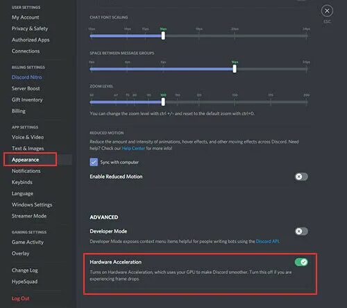 Disabled 3d acceleration in display settings