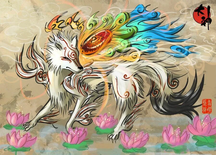 Оками рисунок. Okami Shiranui. Сирануи волк. Семья ок. Настоящий Оками.