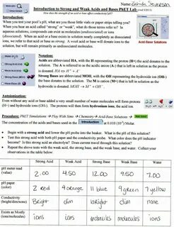 Solutions Acids and Bases Worksheet New Tester for Chem 105 Free Printable ...