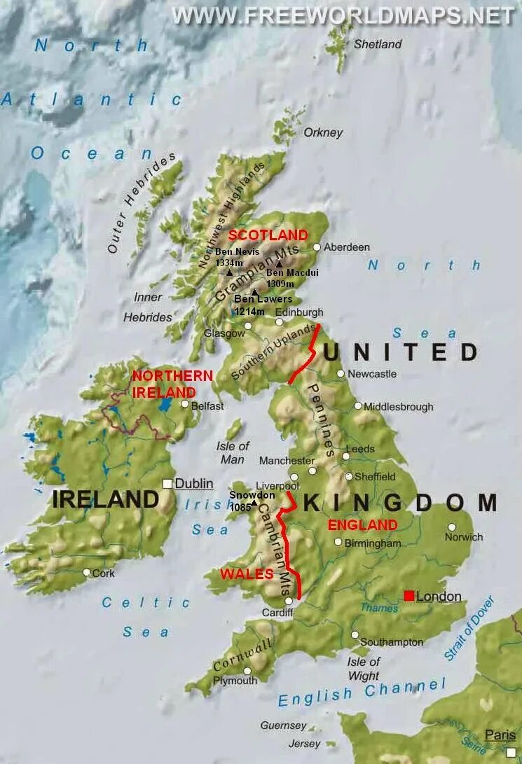 The United Kingdom of great Britain карта. Карта гор Британии. Рельеф Великобритании карта. Карта гор Великобритании на английском. Mountains of great britain