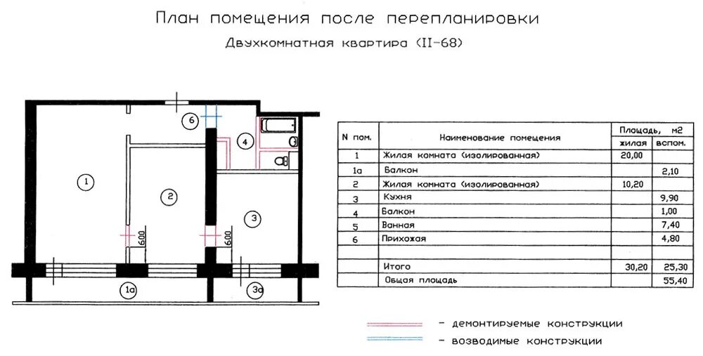 Трехкомнатная квартира ii 68