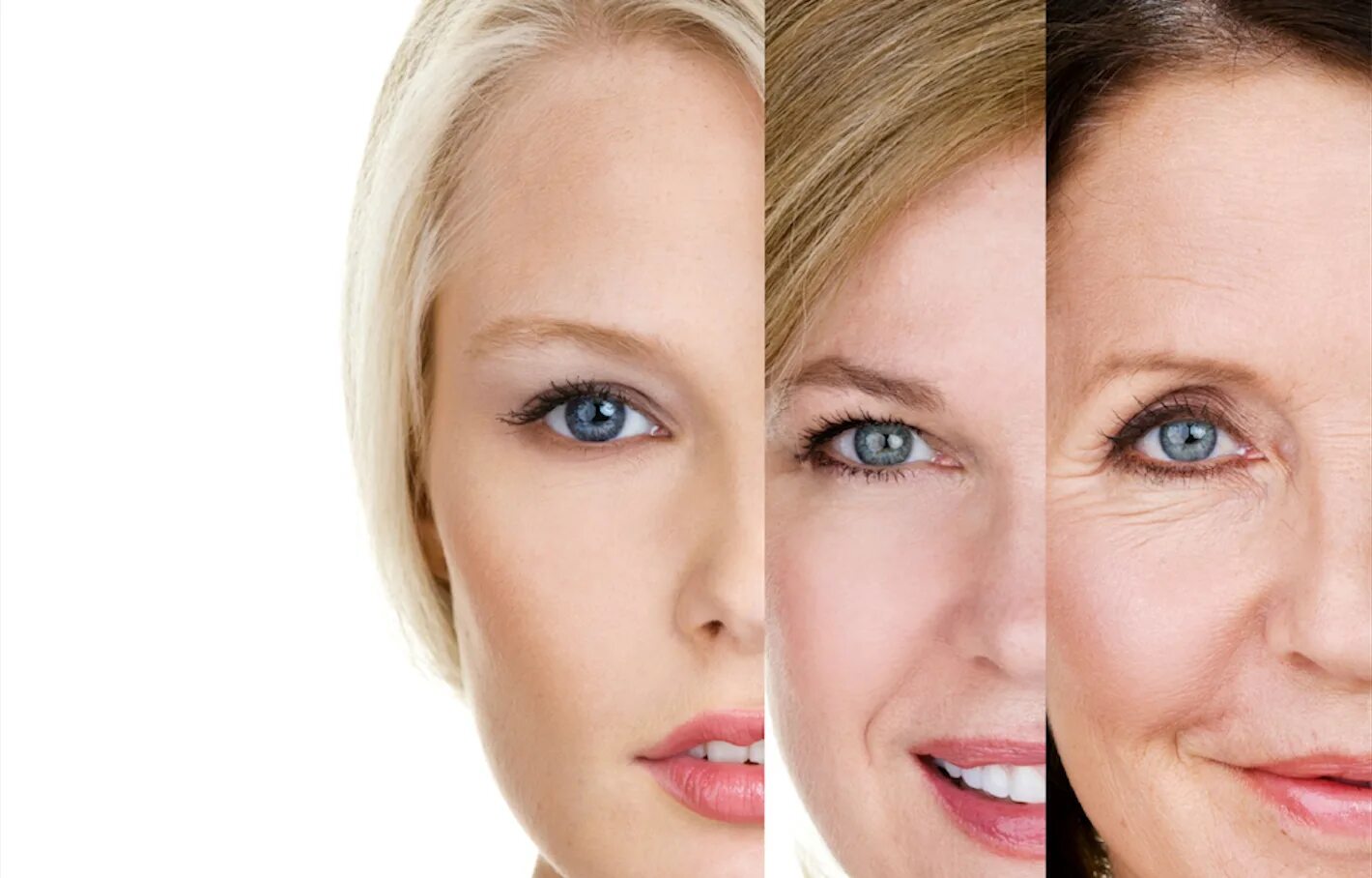 Уход после 35. Женщины разных возрастов. Возрастные изменения кожи лица. Стареющие лица. Старение кожи.