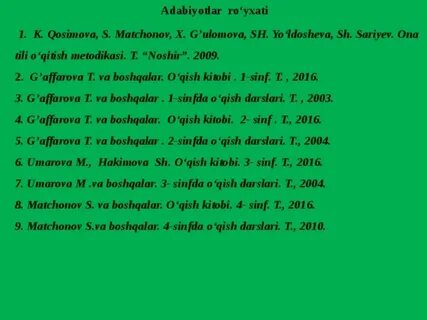 Adabiyotlar ro yxati