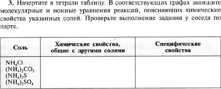 Начертите в тетради предлагаемую таблицу в соответствующих. Начертите в тетради таблицу в соответствующих. начертите в тетради таблицу в соответствующих графах. начертите в тетради таблицу в соответствующих графах запишите. запишите молекулярные и ионные уравнения химических реакций.