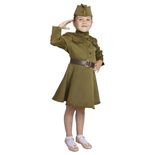 Костюм военный для девочки: гимнастёрка, юбка, ремень, пилотка, рост 140 см, р-р