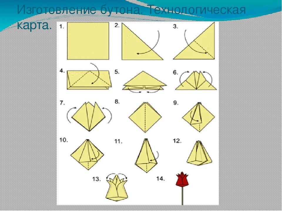 Технологическая карта изготовления цветка из бумаги. Оригами тюльпан схема. Тюльпан из бумаги схема. Технологическая карта оригами. Методы оригами