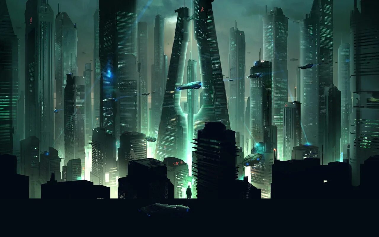 Ночь будущего. Cyberpunk City небоскребы. Город будущего. Футуристический город. Небоскребы будущего.