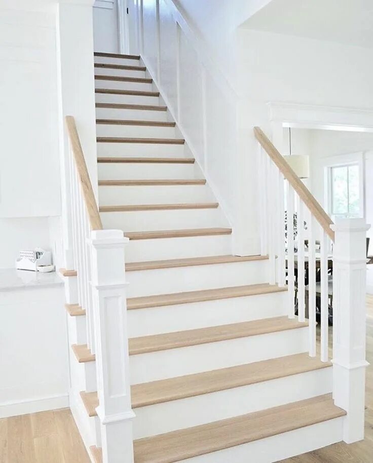 white White staircase, White stairs, White banister