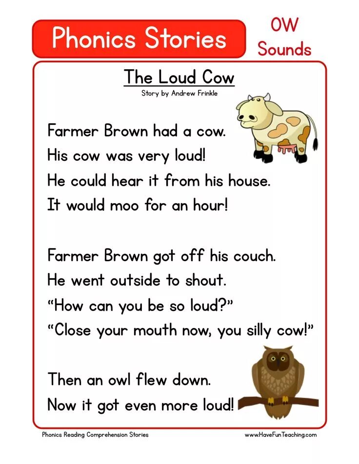 Reading o. Фоникс ow. чтение ow ou в английском языке. phonics stories. oa reading.