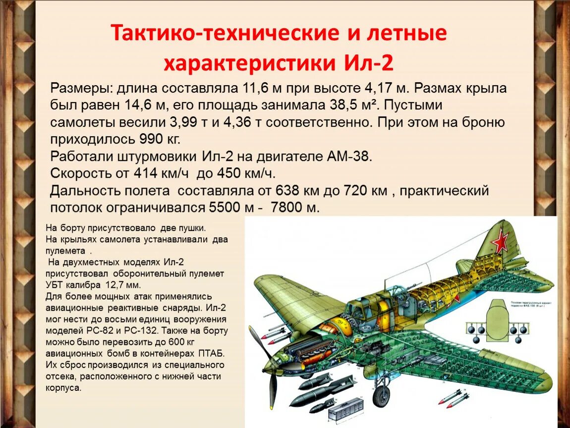 Строение самолета ил 2. Технические характеристики самолета ил 2 Штурмовик. Ил-2 Штурмовик характеристики самолёта. Ракеты на ил 2 Штурмовик.