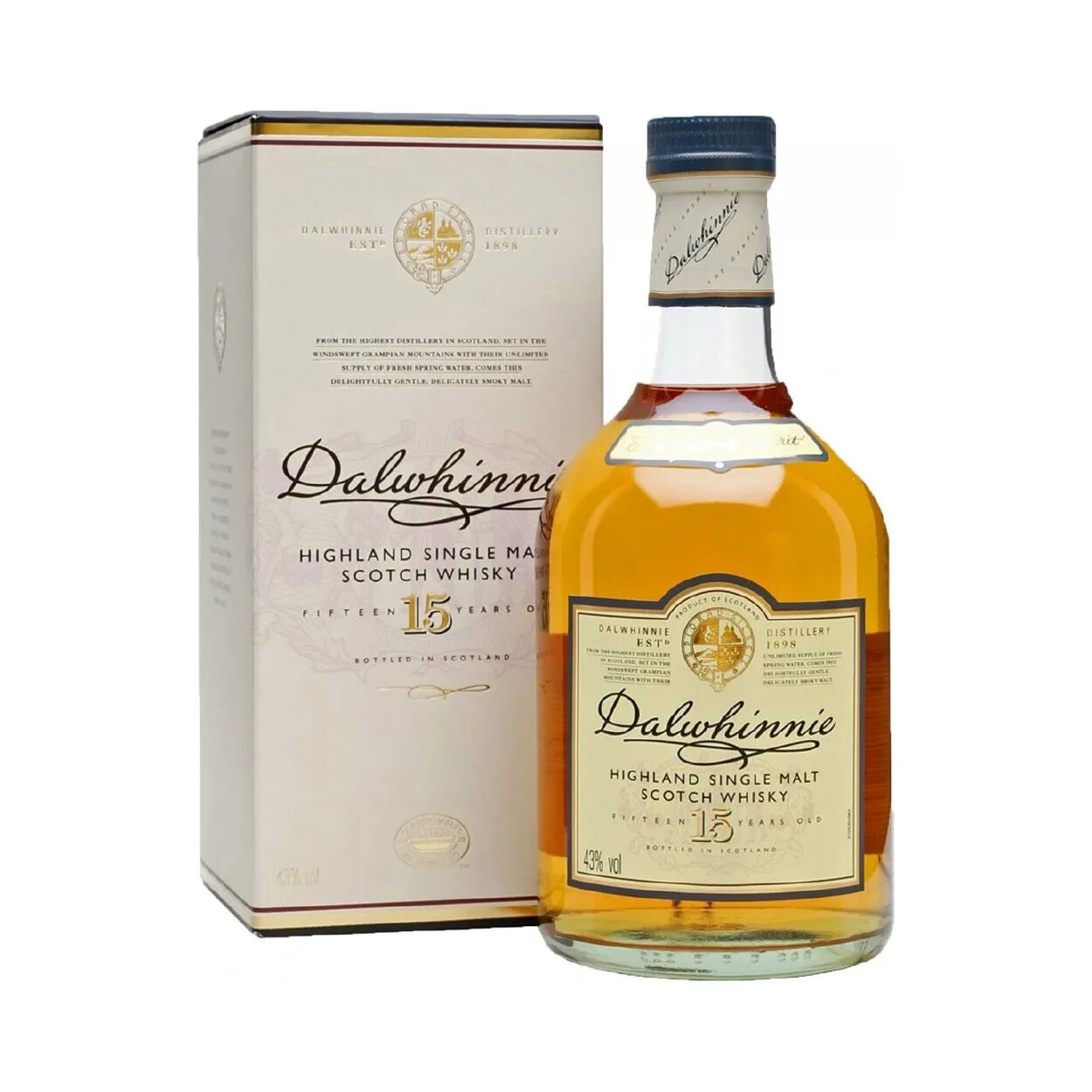 Виски Далвини 15 лет. Виски Dalwhinnie 15 yo, 0.75 л. Скотч виски Highland Single Malt Scotch. Виски Dalwhinnie 15 лет, 0.75 л, подарочная упаковка.