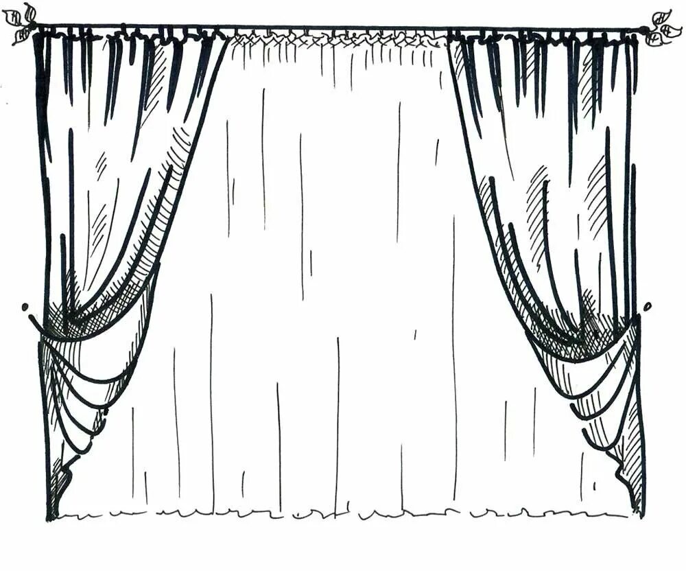 Эскиз занавесы. Эскизы штор. Набросок штор. Шторы карандашом. Шторы с графическим рисунком.