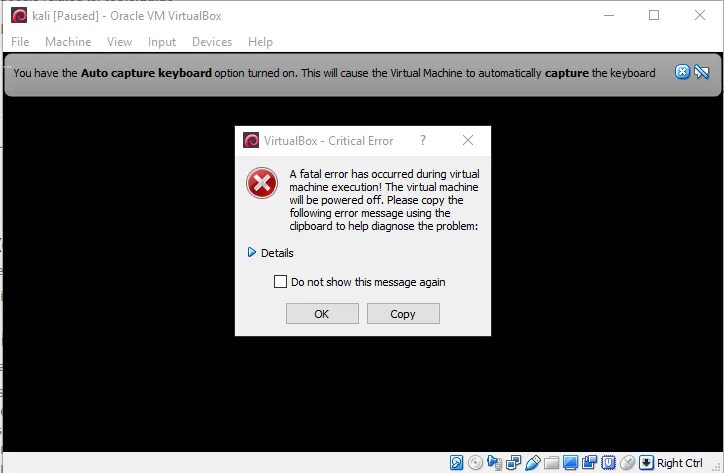 Ошибка виртуальной машины. VIRTUALBOX критическая ошибка. Ошибка a critical Error occurred. Error. An error occurred during login