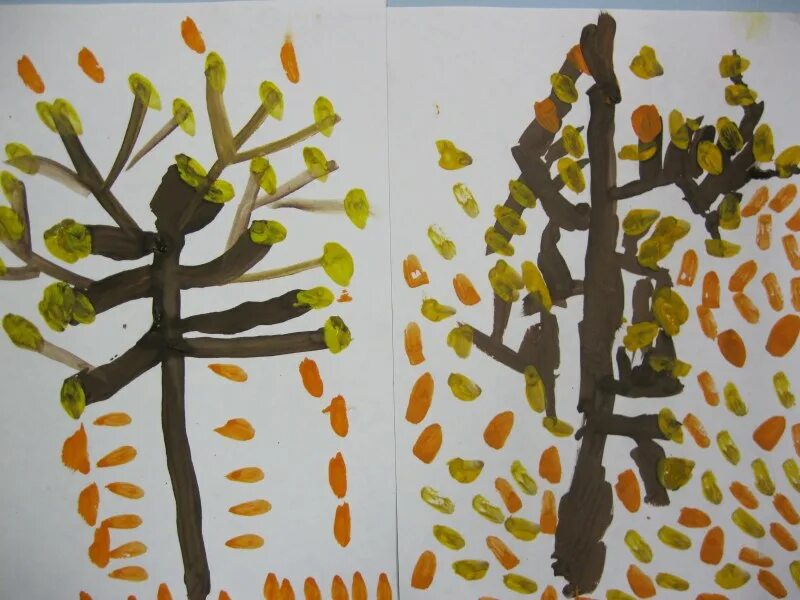 Рисуем ясли. Дерево для рисования в яслях. Рисуем дерево в яслях. Рисование ясли первые листочки.