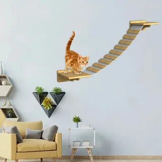Настенная лестница для кошек, лестница из массива дерева для домашних животных, 
