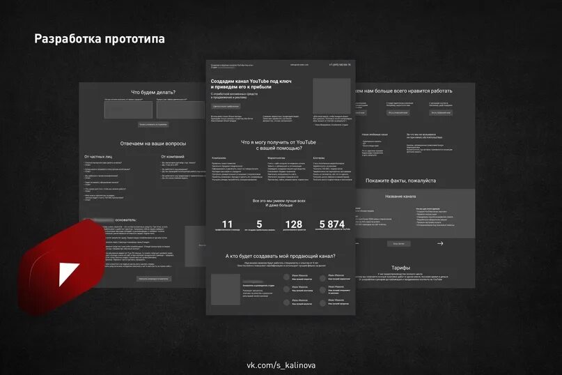 Прототип в дизайне. Прототип сайта. Лендинг прототип. Прототип сайта в темных тонах. Разработка продающего сайта.